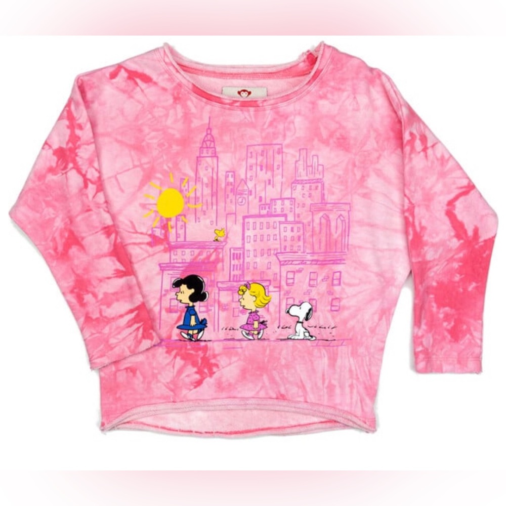 NWT Appaman Peanuts Slouchy Sweatshirt Light Pink Tie-Dye